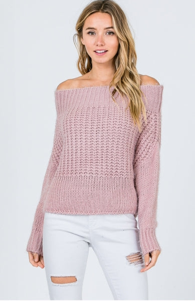 Taupe Off the Shoulder Sweater