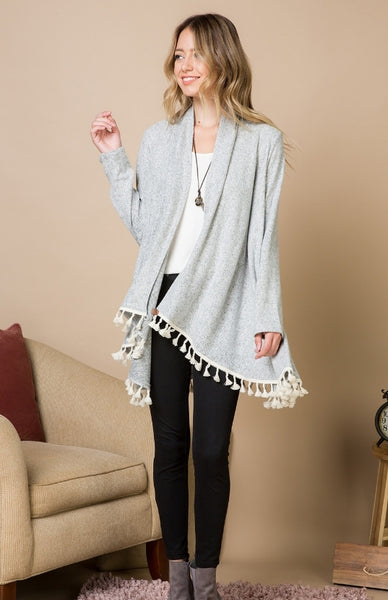 Grey with Tassel Fall Cardigan