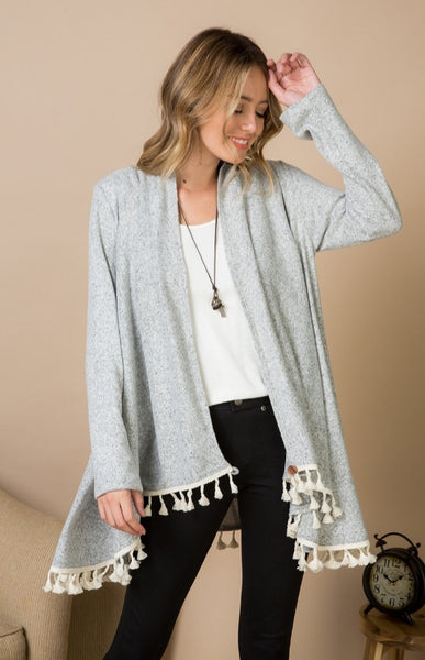 Grey with Tassel Fall Cardigan