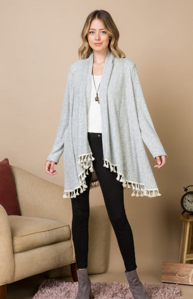 Grey with Tassel Fall Cardigan