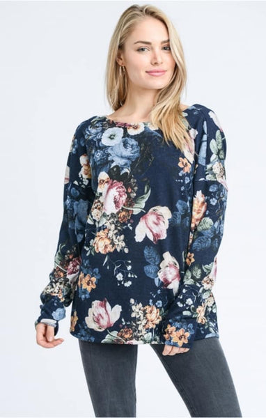 Floral Navy Backless Top