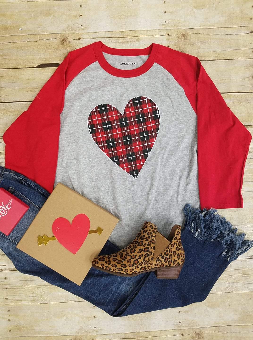 Valentine's Buffalo Plaid Heart Raglan