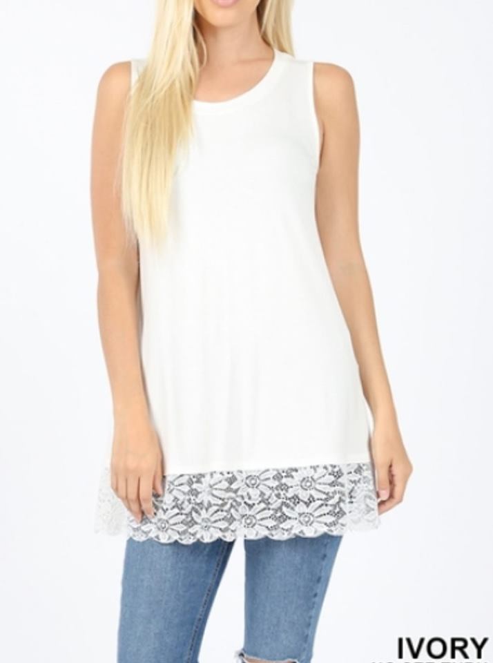 Ivory Lace Bottom Sleeveless Top