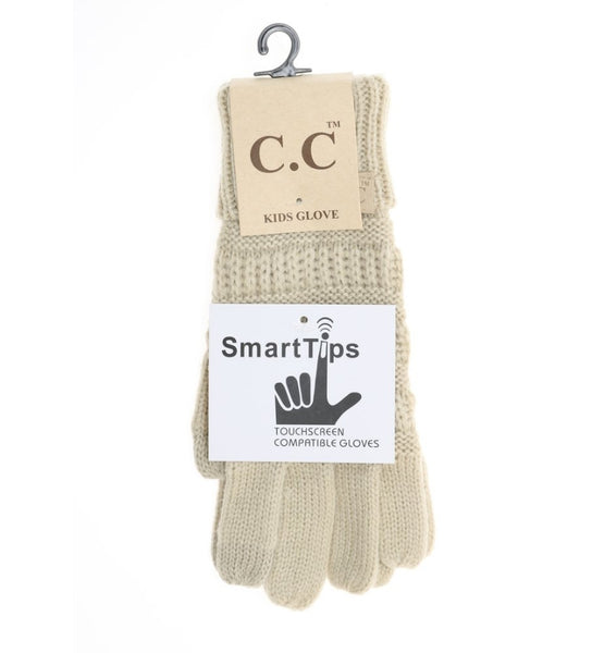 KIDS Solid Cable Knit CC Gloves