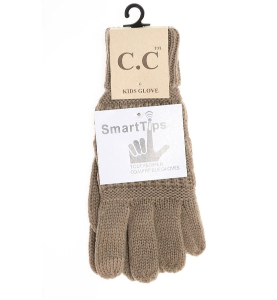 KIDS Solid Cable Knit CC Gloves