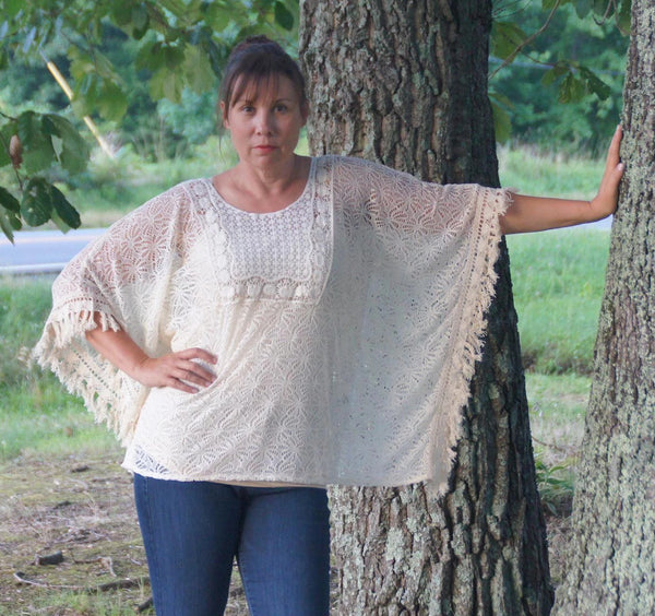 Vintage Chic Crochet Top Cream